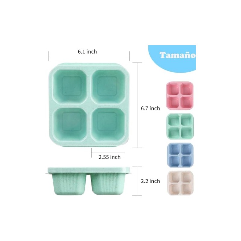 4 Pcs Recipientes para Aperitivos,4 Compartimentos para Almuerzo
