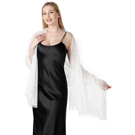 FAIRYGATE Wraps Ladies Lightweight Lace Scarf Shawl Wrap for Women Floral Scarves with Tassels Soft Elegant for Wedding Bridal Bridesmaids Parties Evening Dresses UC1005