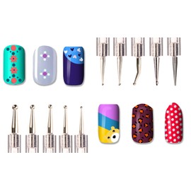 Beaute Galleria 5 Piece (10sizes) 2-Way Dotting Pens Nail Art Design Marbleizing Dotting Swirling Manicure Tools Mandala Art Painting Stylus