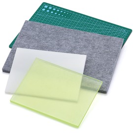 Yizzvb 4 PCS Leather Punch Pads, Leather Cutting Mat, Leather Craft Mat, Sound Absorbing Pad and A4 Self Healing Cutting Mat, Leather Punching Tools for DIY Leather Craft Lovers