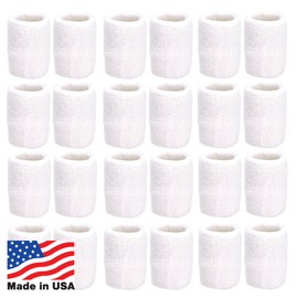 Unique Sports Athletic Performance Team Pack of 24 Wristbands (12 pair), White