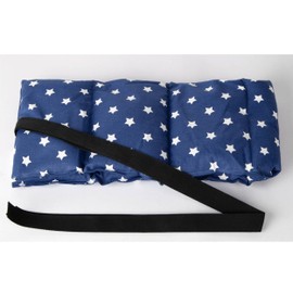 Lavender + Linseed Heat Cushion 7 Chamber with Ribbon, 65 x 15 cm, Heat Cushion, Grain Cushion, Back, Lumbar Cushion with Ribbons, Stars Blue