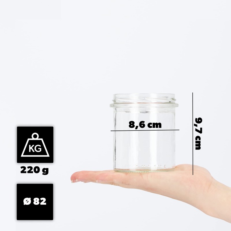 KADAX Jam Jars 350 ml with fi82 mm Screw Lid,