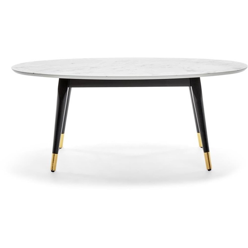 Elle Decor Clemintine Oval Coffee Table Marble Print