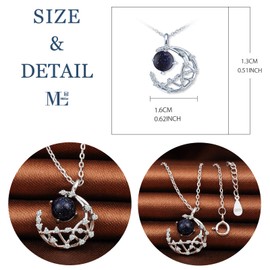 MicLee Women's Dreamy Sun and Moon Necklace, 925 Sterling Silver, Cubic Zirconia, Blue Sandstone Pendant Chain with Gift Bag, Great Gift for Couples, Mother, Daughter, Silver, Cubic Zirconia