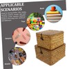 VILLFUL Cube Storage Basket Woven Desktop Storage Box Lid 2pcs