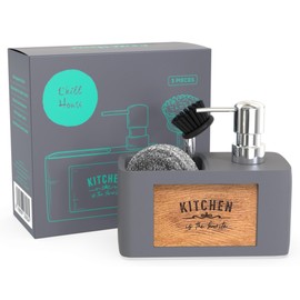 CHILL HOUSE Grey Soap Dispenser Kitchen Soap Dispenser – Kitchen Soap Dispenser – Kitchen Soap Dispenser – Sink Organizer – Kitchen Accessories – Fairy Dispenser