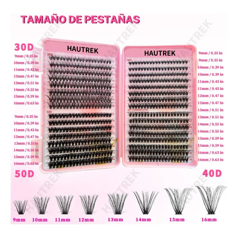 640 Kit Extension De Pestañas Maquillaje Completo Diy 9-16mm