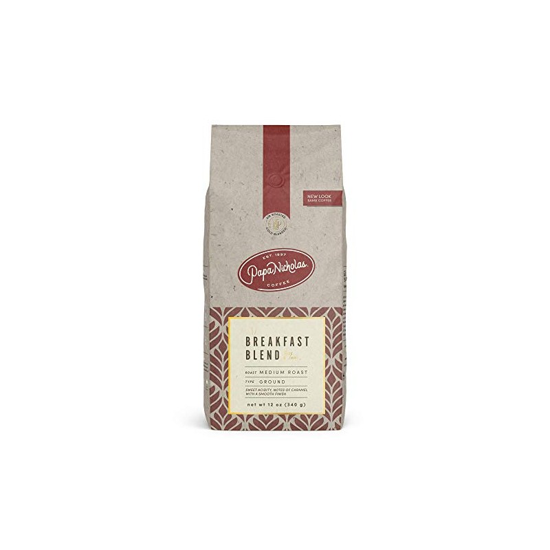 PapaNicholas Coffee Ground Coffee, Breakfast Blend, 12 Ounce