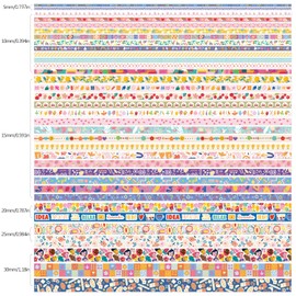 emmoolife - Juego de 35 rollos de cinta Washi, coloridas y lindas cintas decorativas escribibles florales para álbumes de recortes y bullet journaling, suministros para junk journal, arte planificador
