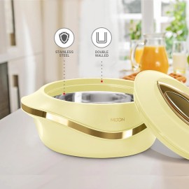 MILTON Pearl 2500 Inner Stainless Steel Casserole, 2.1 litres, Blue | BPA Free - Ivory