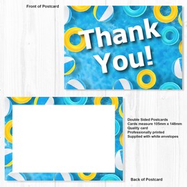 Olivia Samuel 20 x Swimming Pool Party Thank You Cards from A6 Postcard Size with envelopes