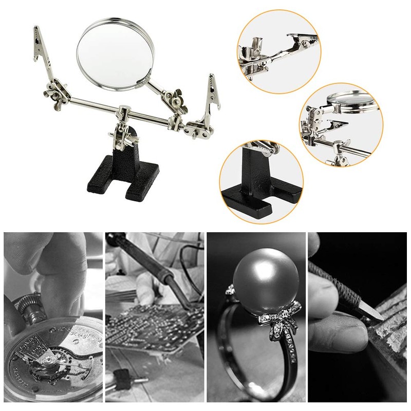 AORAEM Helping Hands Magnifier with Dual Adjustable Alligator Clips in