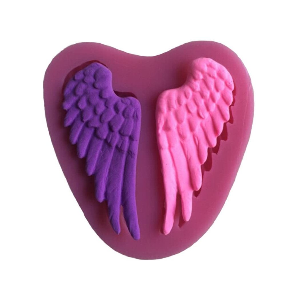 FLYMOR Angle Wings Fondant Silicone Mold 3D Silicone Cake Mold Cake Decorating Mold Sugar Craft Molds DIY Cake Mold, Mini,Pink