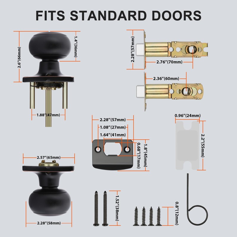 Haidms 5 Packs Oil-Rubbed Bronze Passage Door Knobs, Bronze Closet