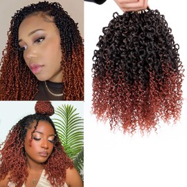 XGY Hair Yanky Twist Crochet Hair Pre Looped 12 Inch Mini Twist Crochet Braids Hair Ombre Red Copper Micro Senegalese Twists Crochet hair Pre-looped Synthetic Curly Braiding Hair Extension (1B/350#)