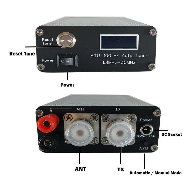 ATU-100 EXT Antenna Tuner for Ham Radio, GOOZEEZOO V3.2 1.8-55MHz