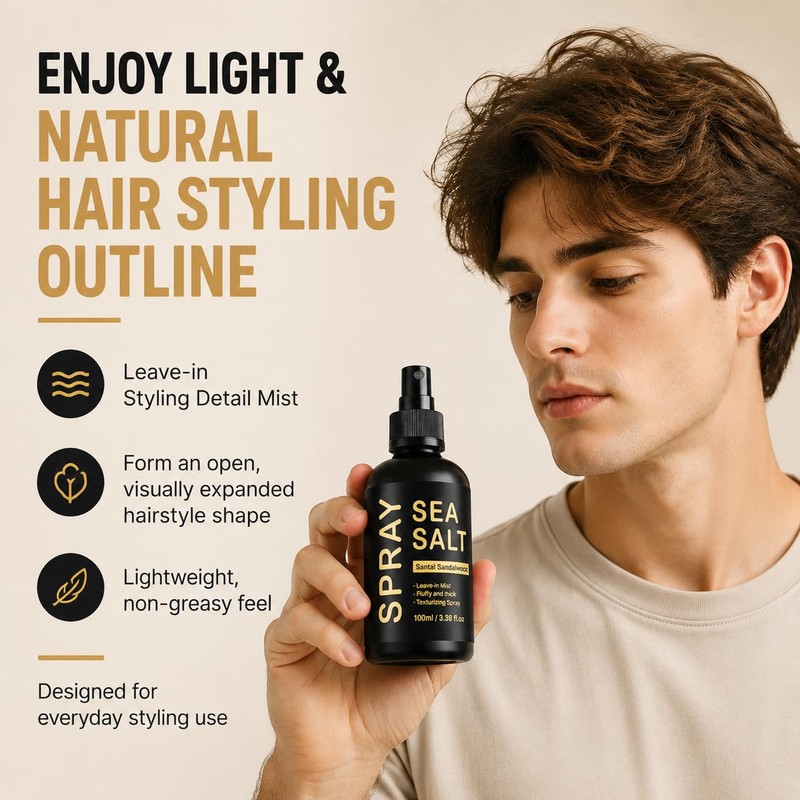 Men Keratin Sea Salt Spray, Volumizes Texturizes Lifts Curls &