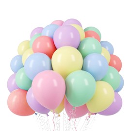 TYGA Pastel Colourful Balloons 12 Inch 30 Pack With Pink Ribbon - Strong Thicken Latex Birthday Balloons - Perfect for Kids Party, Weddings, Events, and Decorations Accessories