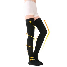 TOFLY Medias de compresión médicas para mujeres y hombres, puntera cerrada, opacas, soporte firme de 15 a 20 mmHg, compresión graduada con banda de silicona, venas varicosas, hinchazón, edema, DVT, negro M