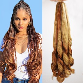 TRESKIIO 9 Packs 24 inch French Curl Braiding Hair Pre Stretched Wavy Synthetic Hair Extensions Premium french curly braiding hair expression pre stretched braids french curls crochet hair,P27/30