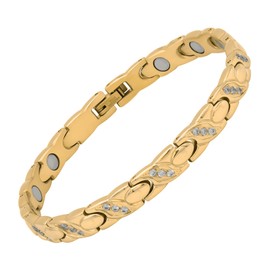 Women's Magnetic Bracelet, Titanium Magnetic Bracelets for Women, Adjustable Length with Sizing Tool Fashion Accessories, Stainless Steel Therapy Jewelry with Gift Box Adjustable Design (gold)