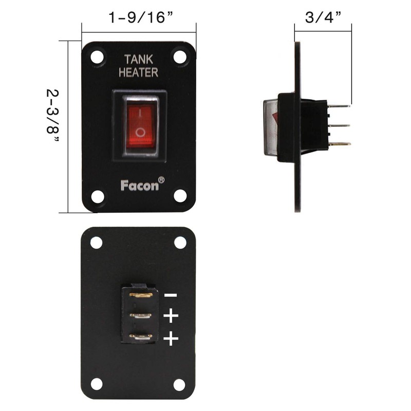 Facon 12Volts Switch Box Panel, 10Amps Rocket On&Off Switch with
