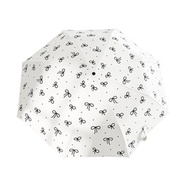 Compact Cat Umbrella - Automatic Folding, Dual-Use Rain and Sun Protection, Black Coating Anti-UV, Windproof, Lightweight, Portable Travel Companion for Men and Women (White (Bowknot))