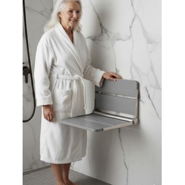 17.5'' Folding Shower Seat Wall Mounted, Foldable Waterproof Shower Bench for Inside Shower, HDPS Poly Lumber Shower Stool/Chair Seat to Sit On for Elderly, Weight Capacity 400LBS, Gray