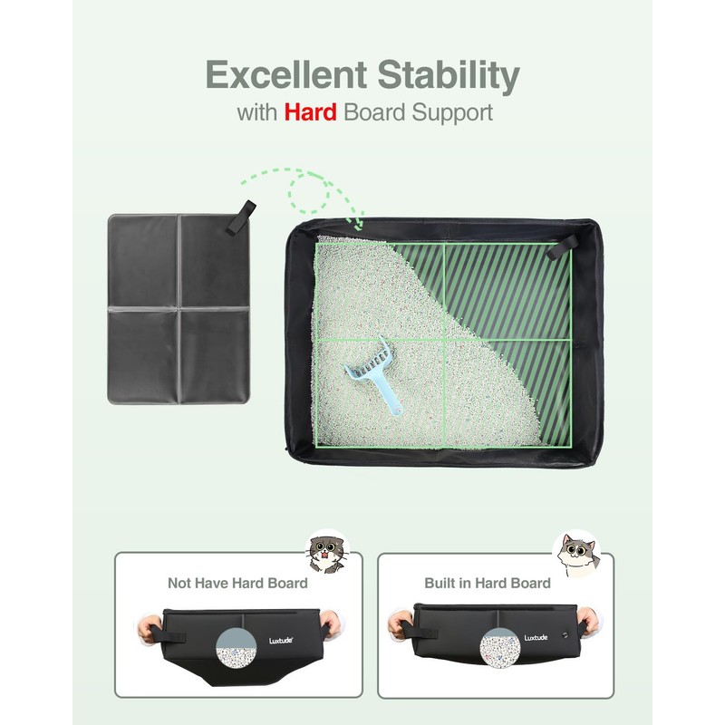 Luxtude Portable Litter Box for Cats, Comes with a Hard