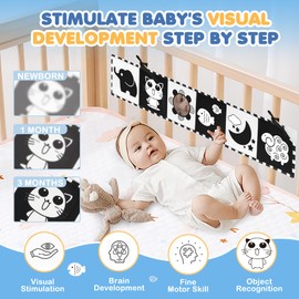 BBWOO Black and White Baby Toys - High Contrast Baby Toys for Newborn Brain Development - Tummy Time Toys - Soft Book - Infant Toy 0-3-6-12 Months - Visual Stimulation Baby Boy Girl Gift