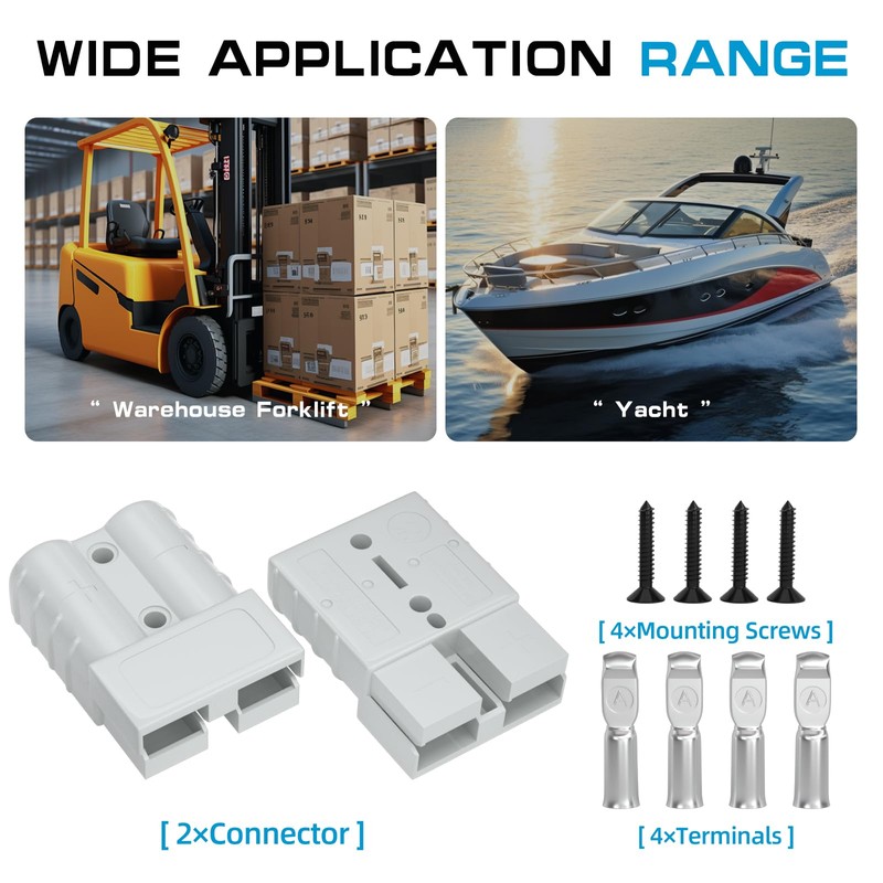 Muelnmey 50 Amp Battery Quick Connect/Disconnect Connector, 6-12 Gauge 600V
