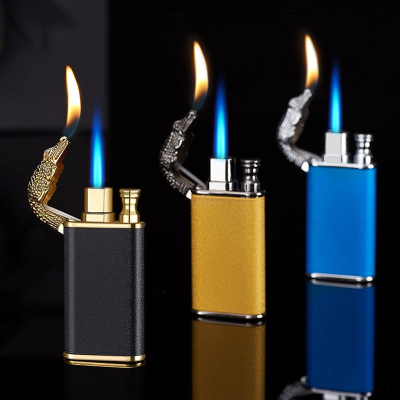 Torch Lighter, Magic Dual Flame Crocodile Lighter, Dual Fire Lighter,