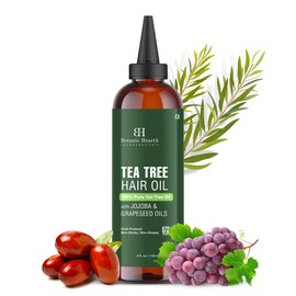 Botanic Hearth Tea Tree Oil for Hair (4 fl oz) | With Jojoba & Grapeseed Oils | Soothes Itchy Scalp & Fights Dandruff | Non GMO Verified