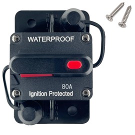 Xipupoo 80 Amp Circuit Breaker 12V - 48V DC with Manual Reset Switch Button for Boat Trolling Motor Marine ATV Trailer Vehicles Stereo Audio Electronic Battery Solar System Inline Fuse Waterproof