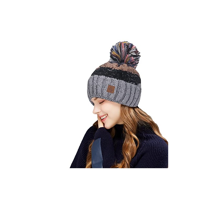 Woolly Worm Winter Lolly Style Beanie Hat with Ponpon Women