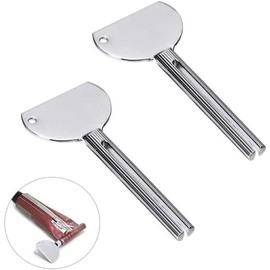 2 Stück silberfarbene Tubenquetscher für Salon-Zahnpasta, Tubenquetscher aus Edelstahl, Metallrohrquetsche, Badezimmer-Sicherheitshilfe, Zubehör
