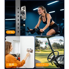 Koolehaoda Smartphone Holder, Magnetic Type, Strong Double-Sided Magnets, Compatible with MagSafe, 360° Adjustable, One Hand Operation, Easy to Install on Metal Surfaces such as Refrigerators, Golf