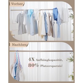 Latoxcaa Space Saving Hangers, Pack of 8 Magic Hangers with 6 Holes & 360° Swivel Hooks, Sturdy Hooks for Heavy Clothes, Wardrobe Organiser, Ideal for Students, Girls Room, Black