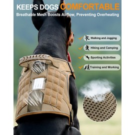 PawistaPal Reflective Service Dog in Training Vest Harness for Medium Large Dogs, Adjustable Heavy Duty Padded Brown Dog Harness, with Front Clip and Metal Buckles Do Not Pet for Training, Hiking