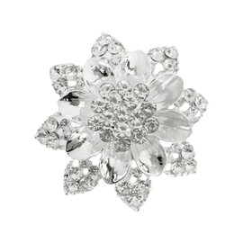 OIDIMS Elegant Crystal Flower Wedding Statement Ring for Women Bride Rhinestone Exaggerated Floral Open Band Wrap Finger Promise Rings Dainty Eternity Jewelry Cocktail Party Prom Comfort Fit