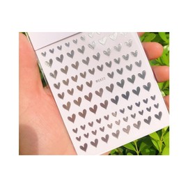 Generic Heart Nail Decal Sticker Sweet Heart Love Valentine Day Nail Stickers Wg622 Silver Nail Wraps Art Stickers Manicure Supplies for Women for Home Nails Full Long Lasting Easy Apply and Remove