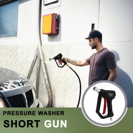 POWER TOWN Short Pressure Washer Gun with Swivel, 1/4" Automatic Quick Connector Power Washer Handle with 3/8" Swivel Male Plug Coupler, Addition M22-14mm Adapter