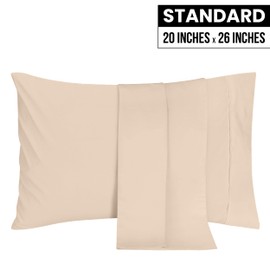 Utopia Bedding Standard Pillow Cases - 2 Pack - Envelope Closure - Soft Brushed Microfiber Fabric - Shrinkage and Fade Resistant Pillow Covers 20 X 26 Inches (Standard, Beige)