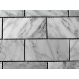 Rubymont CA14 White/Grey Rectangle Marble Mosaic Tile Kitchen Bathroom Polished