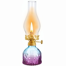 Rustic Oil Lamps for Indoor Use Vintage Hurricane Lamp Emergency Color Glass Oil Lamp Large Kerosene Lantern Classic Decorative Oil Lamp Lantern for Home Tabletop Emergency Lighting