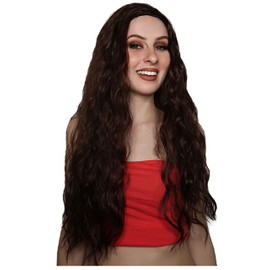 ALLAURA 24" Long Brown Wavy Wig – Ocean Princess Fairytale Cosplay Fits All, No Itch | Compatible with Mermaid Wig
