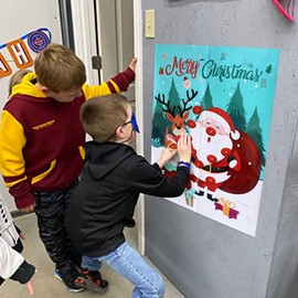PINGAMOO Christmas Party Games for Kids, Pin The Nose on The Santa Claus, Christmas Party Activities Games Decorations Supplies for Classroom Activities Adults Families 30 Guests