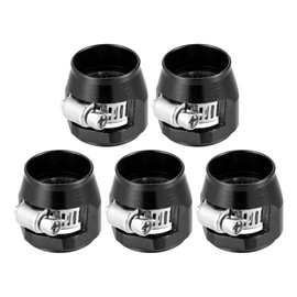 X AUTOHAUX 5 Pcs AN10 Hex Car Hose Finisher Flexible Rubber Pipe Clamp with Screw Band Adapter Fitting for Oil Fuel Water Tube Black