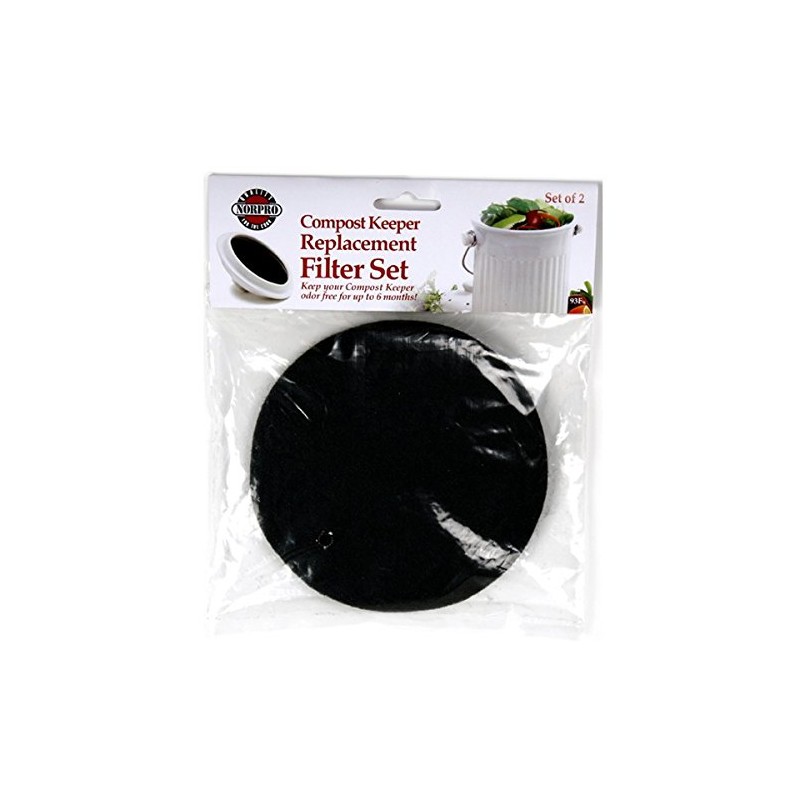 Norpro Replacement Filters for Ceramic Compost Keeper, 2 pieces ,Black